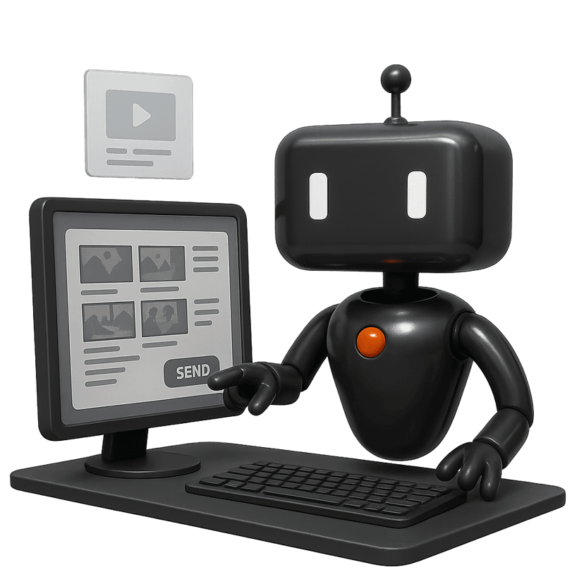 Robô da 3Pa Tech interagindo com um computador